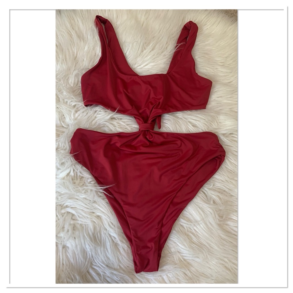 Dippin' Daisy's Cut Out Middle Swimsuit Red Size Medium